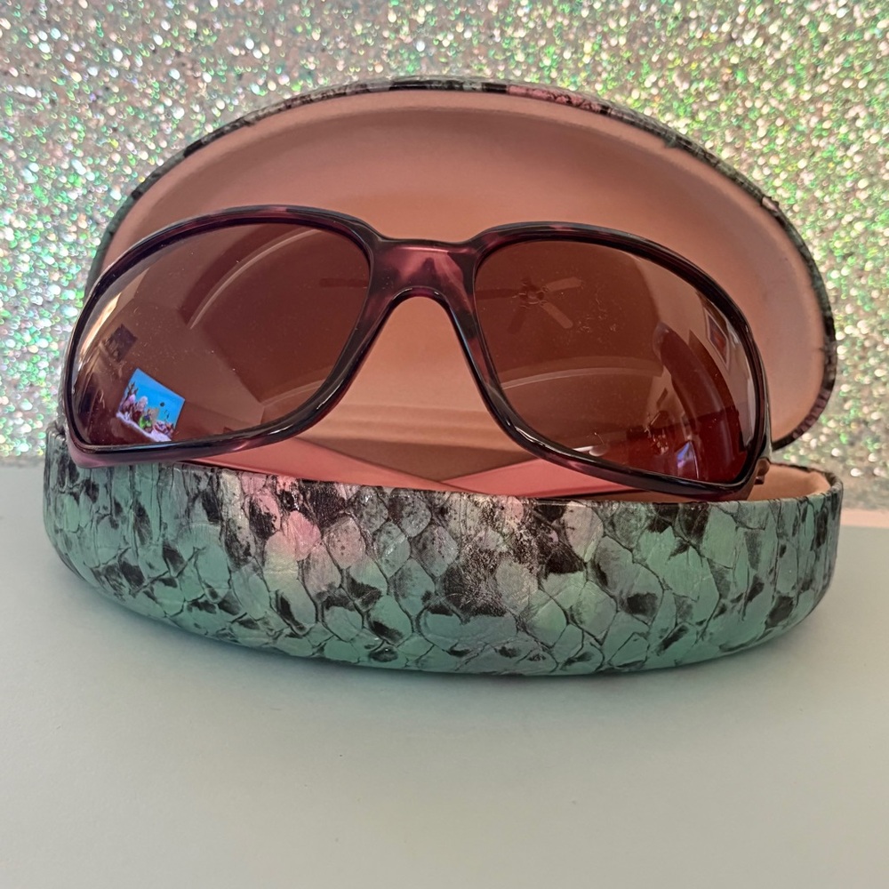 SUNCLOUD Cookie YS Purple and Black Tortoise Oversized Polarized Sunglasses - Picture 2 of 16